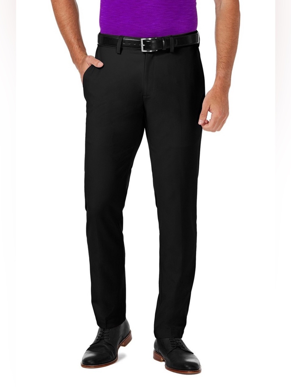 HAGGAR Black Flat Front Cool 18® Pro Slim Fit Performance Pants Sz 32x32